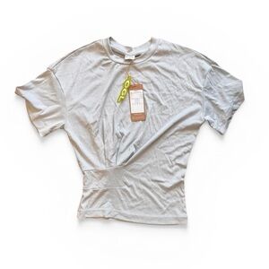 OGL Move Sandwashed Tucked T Shirt Womens XS Light Blue Viscose Relaxed Fit